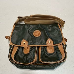 Hunting world crossbody bag. green canvas and leather